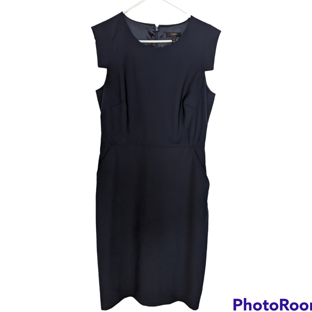 J. Crew blue cap sleeve pencil sheath dress with pockets size 8